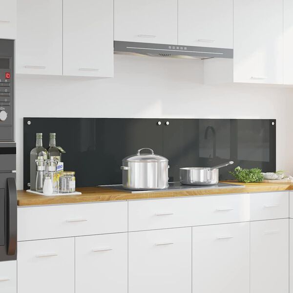 vidaXL Eldhús Backsplash 2 pcs Dökk grá 90 x 40 cm hertuð gler