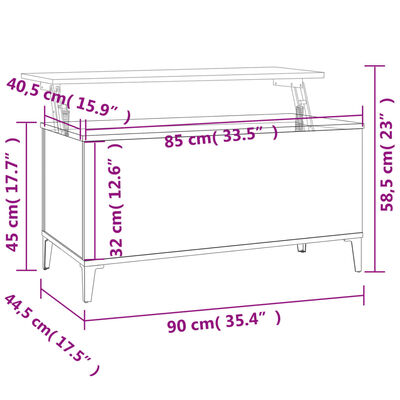 vidaXL Sófaborð Svartur 90x44,5x45 cm Samsettur Viður