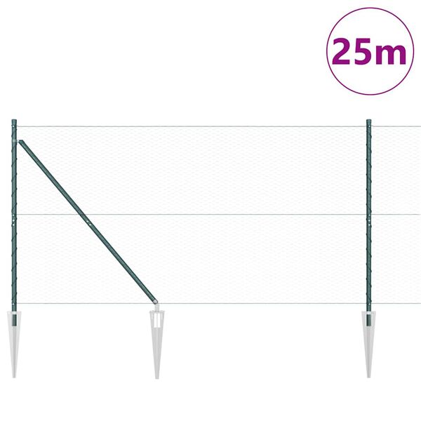 vidaXL Gir&eth;ingarp&oacute;stur Gr&aelig;nn 25 x 1,4 m (25 mm net) St&aacute;l og PVC