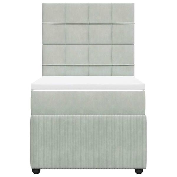 vidaXL H&oacute;lfa&eth; Springr&uacute;m me&eth; D&yacute;nu Lj&oacute;sgr&aacute;r 80x200 cm Flauel