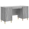 vidaXL Skrifbor&eth; me&eth; hillu Gr&aacute;r Sonoma eikarlitur 142,5 x 50 x 75 cm