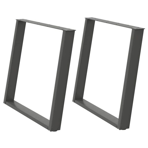 vidaXL borðstofuborðsfætur U-laga 2 stk. antrasít 100x(72-73) cm stál