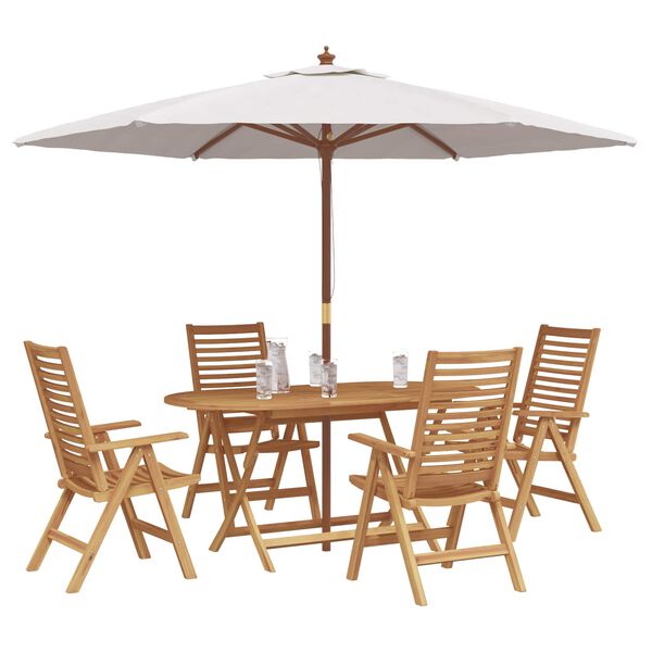 vidaXL Gar&eth;ur bor&eth;sett 5 pcs Br&uacute;nn Solid teak vi&eth;ur