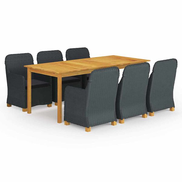 vidaXL 7 hluta gar&eth;bor&eth;stofusett d&ouml;kkgr&aacute;tt