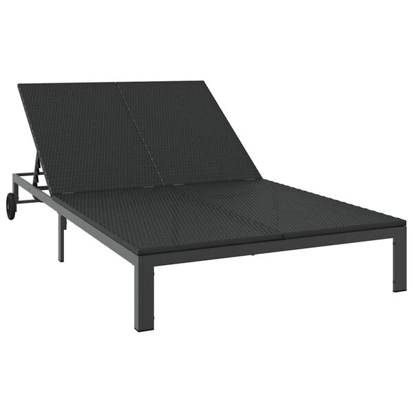vidaXL Sunbed 1-Pers&oacute;na Svartur 206 x 62.5 x 74 cm p&oacute;l&yacute;rattan