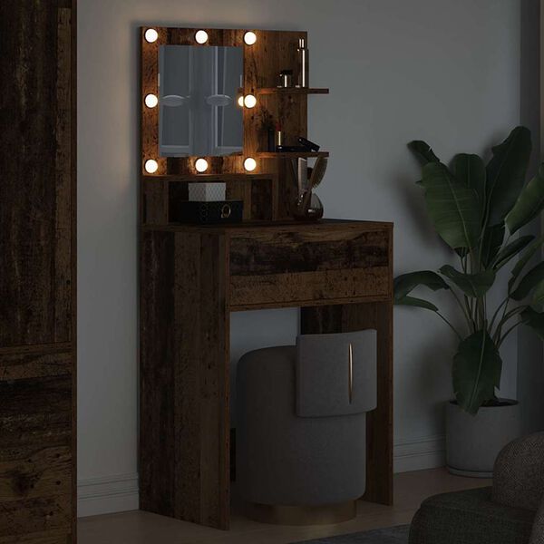 vidaXL Svefnherbergis kl&aelig;&eth;abur&eth;arbla&eth; Gamall vi&eth;ur 80 x 39,6 x 135 cm