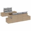 vidaXL Gar&eth;s&oacute;fa sett me&eth; p&uacute;&eth;i 6 pcs Beige og Gr&aacute;tt p&oacute;l&yacute;rattan