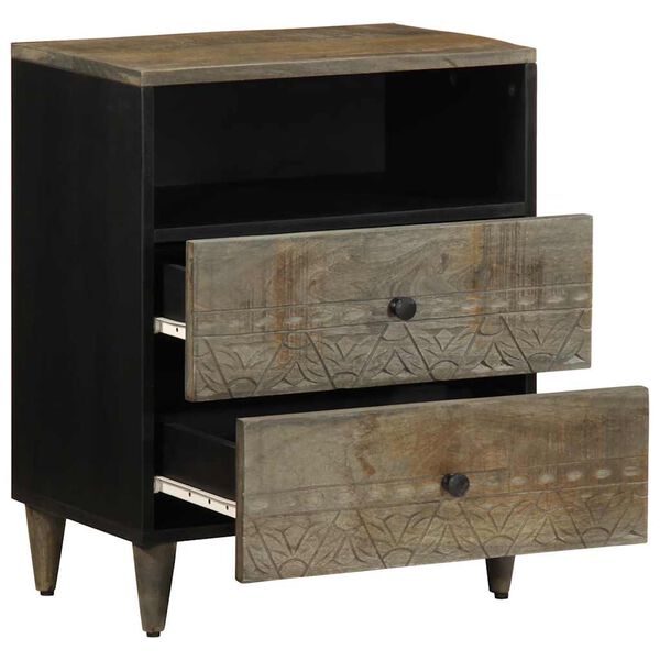 vidaXL Náttborðsskápur Ljósgrár 50x33x60 cm Solid Wood Mangó