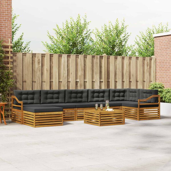 vidaXL &Uacute;ti s&oacute;fasett 8 pcs N&aacute;tt&uacute;rulegt og Antrac&iacute;t Hrein akas&iacute;utr&eacute;