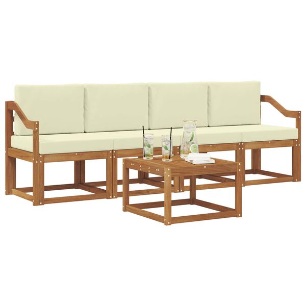 vidaXL &Uacute;ti s&oacute;fasett me&eth; p&uacute;&eth;i 5 pcs N&aacute;tt&uacute;rulegt og Krem