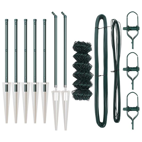 vidaXL Girðingarpóstur Grænn 10 x 0,6 m (60 x 60 mm net) Stál og PVC