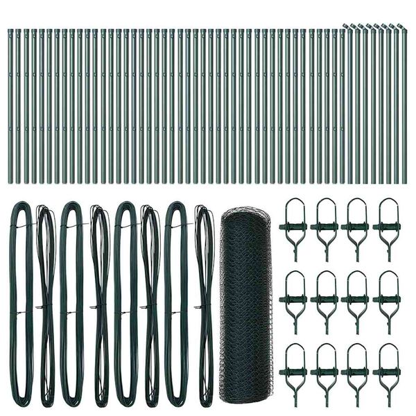 vidaXL Gir&eth;ingarp&oacute;stur Gr&aelig;nn 100 x 0,4 m (13 mm net) St&aacute;l og PVC