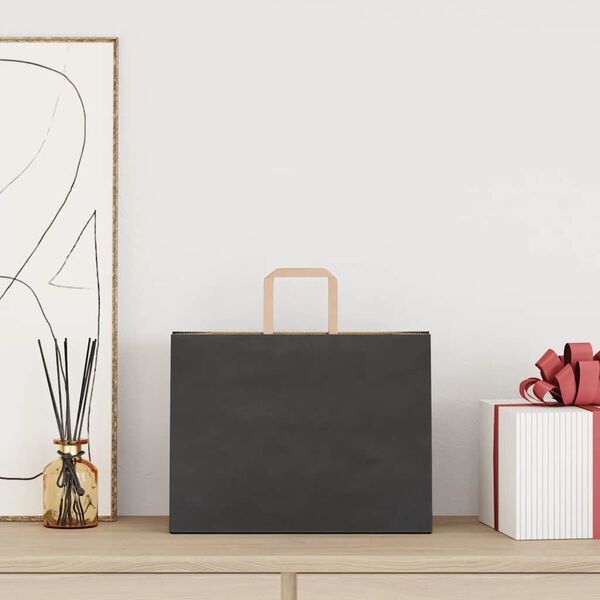 vidaXL Papp&iacute;rspokar 250 stk me&eth; Handf&ouml;ngum Svartir 32x17x25 cm