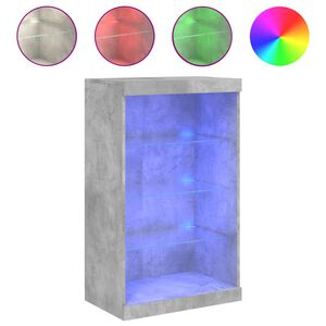 vidaXL Skenkur me&eth; LED Lj&oacute;sum Steypugr&aacute;r 60,5x37x100 cm