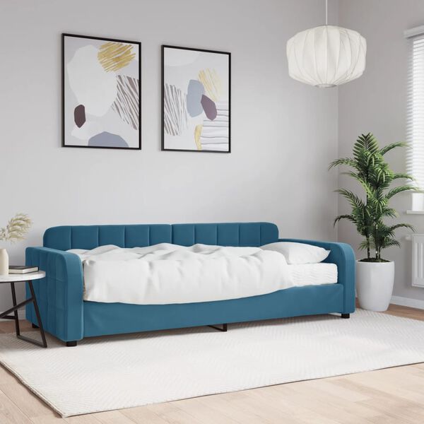 vidaXL Svefns&oacute;fi me&eth; D&yacute;nu Bl&aacute;r 80x200 cm Flauel