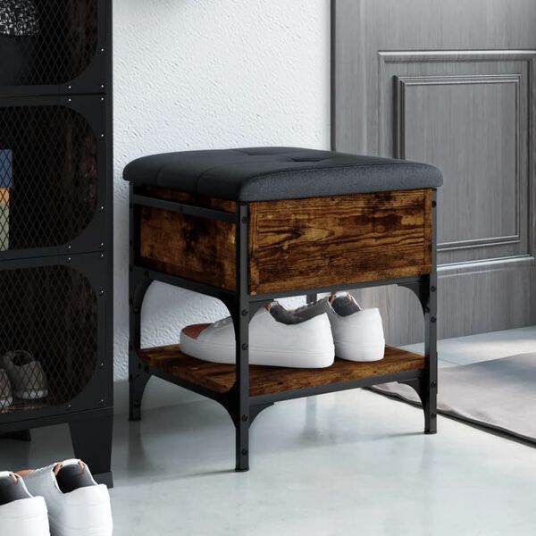 vidaXL Sk&oacute;bekkur Reykt&oacute;na Eikarlitur 42x42x45 cm Samsettur Vi&eth;ur