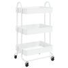 vidaXL Vagn me&eth; 3 H&aelig;&eth;um Hv&iacute;tur 43x34x79 cm St&aacute;l