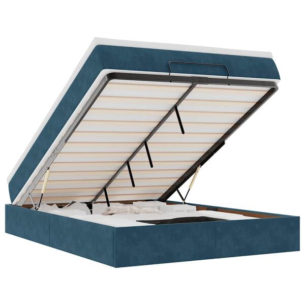 vidaXL Ottoman r&uacute;m me&eth; d&yacute;nu D&ouml;kkbl&aacute;r 140x190cm Flauel