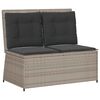 vidaXL Hallanlegur Gar&eth;bekkur me&eth; Sessum Lj&oacute;sgr&aacute; P&oacute;l&yacute;rattan