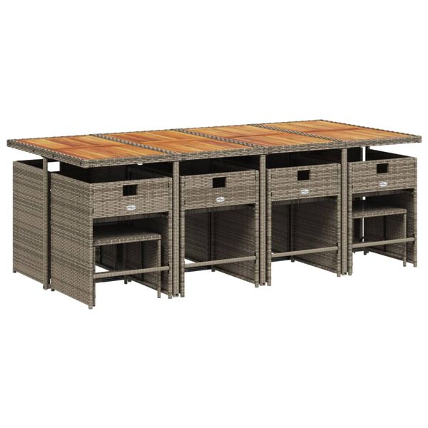 vidaXL 13 Hluta Gar&eth;s&oacute;fasett me&eth; Sessum Gr&aacute;tt P&oacute;l&yacute;rattan