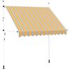 vidaXL Handkn&uacute;in &Uacute;tdraganleg Mark&iacute;sa 250 cm Gular og Bl&aacute;ar Rendur