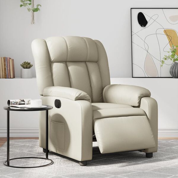 vidaXL Electric Recliner Chair Cream gervi le&eth;ur