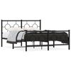 vidaXL R&uacute;mgrind &uacute;r M&aacute;lmi me&eth; H&ouml;fu&eth;gafli & F&oacute;tagafli Sv&ouml;rt 135x190 cm