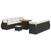 vidaXL Gar&eth;s&oacute;fa sett me&eth; p&uacute;&eth;i me&eth; geymslu 11 pcs Svartur p&oacute;l&yacute;rattan