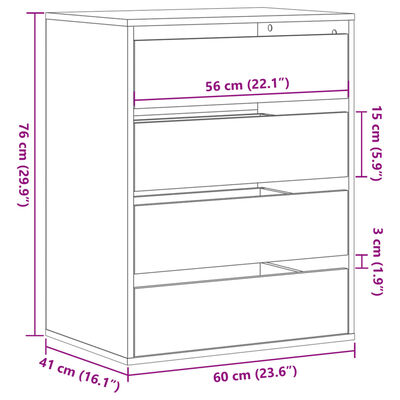 vidaXL Kommóða Gráir Sonoma Eik 69,5x34x90 cm Samsettur Viður