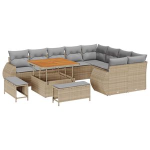 vidaXL Gar&eth;s&oacute;fa sett 12 pcs Drapplita&eth;ur p&oacute;l&yacute;rattan