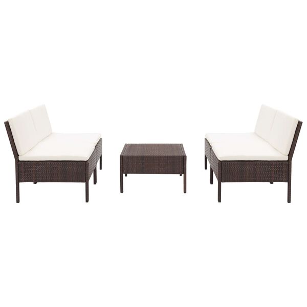 vidaXL 5 Hluta Gar&eth;s&oacute;fasett me&eth; Sessum P&oacute;l&yacute;rattan Br&uacute;nt