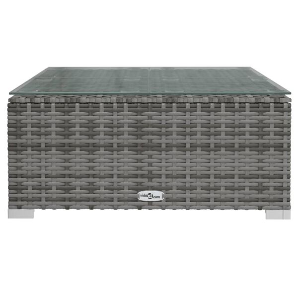 vidaXL Borð fyrir Garðinn Grátt 60x60x30 cm Pólýrattan og Gler