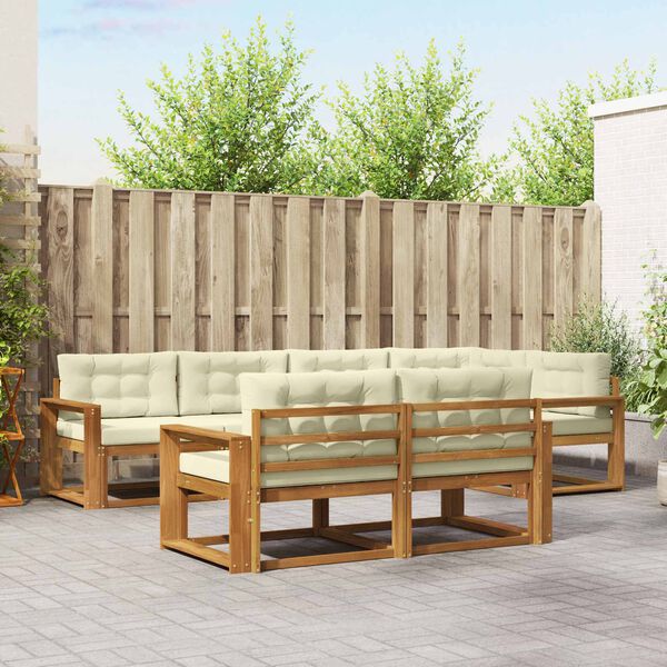 vidaXL &Uacute;ti s&oacute;fasett me&eth; p&uacute;&eth;i 7 pcs N&aacute;tt&uacute;rulegt og Krem