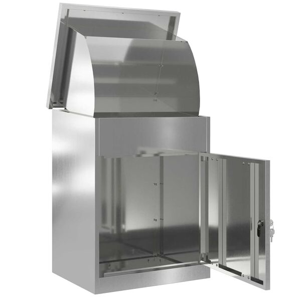 vidaXL P&oacute;stkassi me&eth; hur&eth; Svartur 47,5 x 38 x 59 cm Galvaniserad st&aacute;l