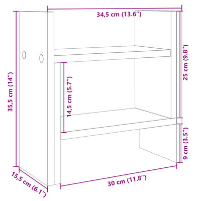 vidaXL Skrifborðsskipuleggjari Hvítur 34,5x15,5x35,5cm Samsettur Viður