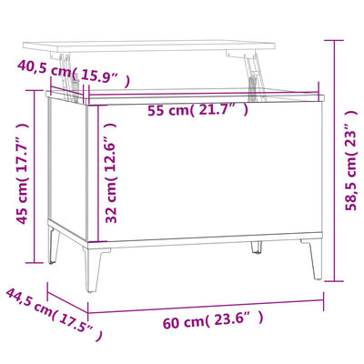 vidaXL Sófaborð Brúnn Eikarlitur 60x44,5x45 cm Samsettur Viður