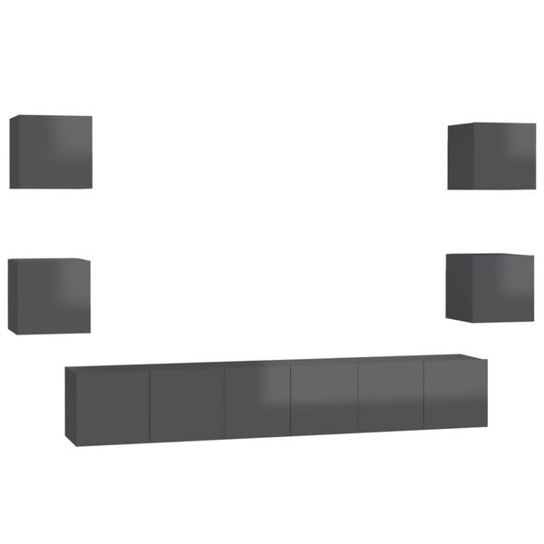 vidaXL 7 hluta Sj&oacute;nvarpssk&aacute;pasett H&aacute;glans Gr&aacute;r Samsettur Vi&eth;ur