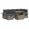 vidaXL 8 stykki gar&eth;s&oacute;fasett me&eth; p&uacute;&eth;um Grey Poly Rattan Acacia