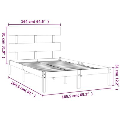 vidaXL Rúmgrind Gegnheill Viður 160x200 cm