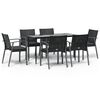vidaXL 7 Hluta Gar&eth;bor&eth;stofusett me&eth; Sessum P&oacute;l&yacute;rattan og St&aacute;l