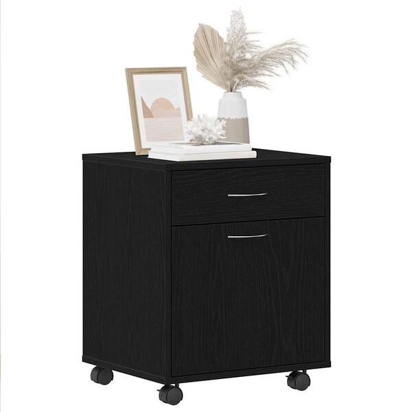 vidaXL Sk&aacute;pur &aacute; hj&oacute;lum Sv&ouml;rt eik 45 x 38 x 54 cm Samsettur vi&eth;ur