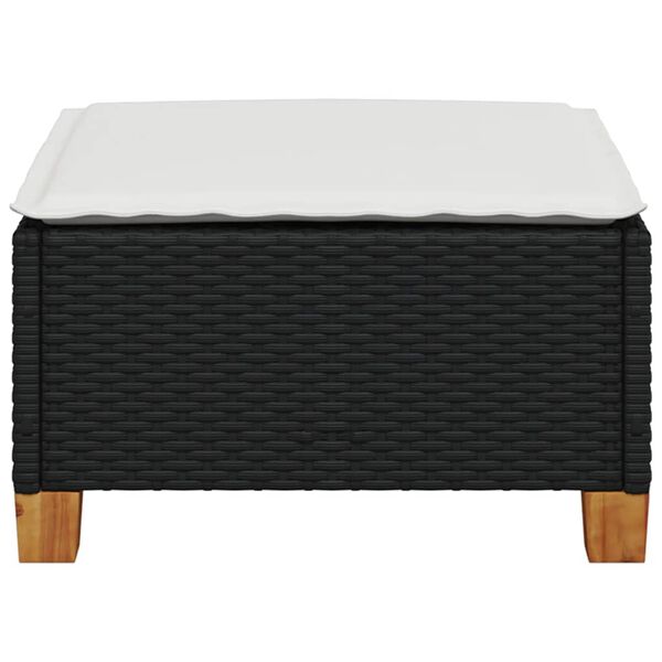 vidaXL Garðborð með sessu Svartur 63,5x56x32 cm Pólýrattan