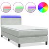 vidaXL H&oacute;lfa&eth; Springr&uacute;m me&eth; D&yacute;nu og LED Lj&oacute;sgr&aacute;r 90x210 cm Flauel