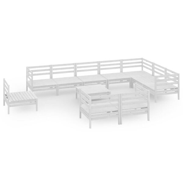 vidaXL 11 Parta Gar&eth;s&oacute;fasett Gegnheil Fura Hv&iacute;t