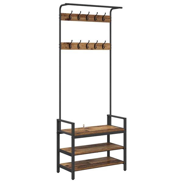 vidaXL Fatahengi Gamalt timbur 75 x 34 x 184 cm Samsettur vi&eth;ur