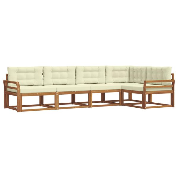 vidaXL &Uacute;ti s&oacute;fasett me&eth; p&uacute;&eth;i 5 pcs N&aacute;tt&uacute;rulegt og Krem