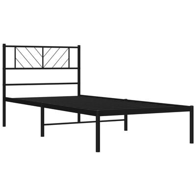 vidaXL Rúmgrind úr Málmi án Dýnu með Höfðagafli Svört 100x190 cm