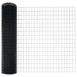 vidaXL Evrópsk girðing Grár 1 x 25 m PVC-húðaður járn
