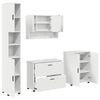 vidaXL Ba&eth;herbergismublasett 4 pcs Hv&iacute;tt Sni&eth;in vi&eth;ur og m&aacute;lmur