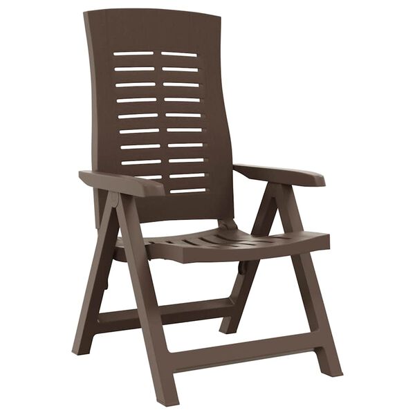 vidaXL Hallanlegir Garðstólar 2 stk. Plast Mokkabrúnir